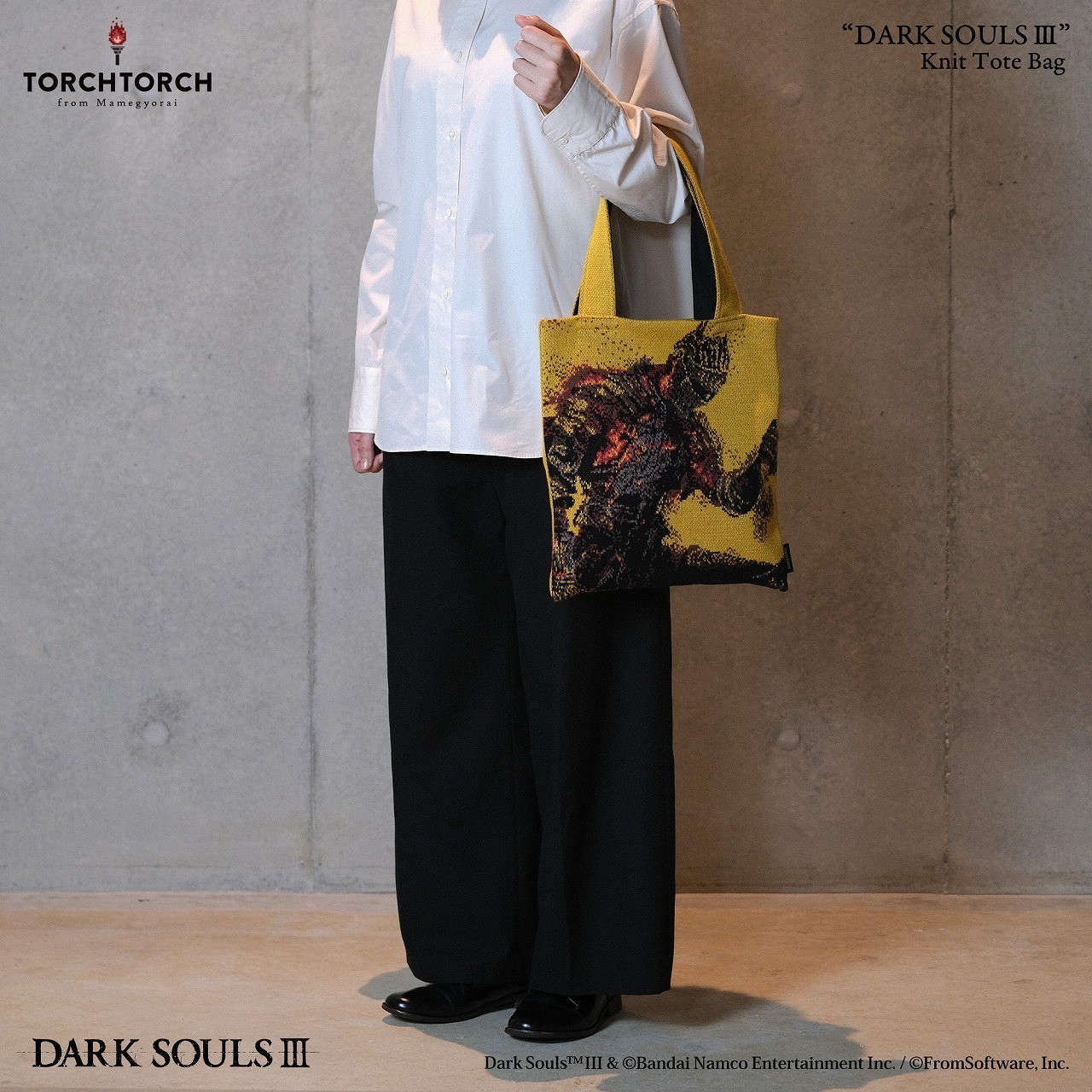 DARK SOULS III Knit Tote Bag TORCH TORCH Cotton A4 Japan Exclusive
