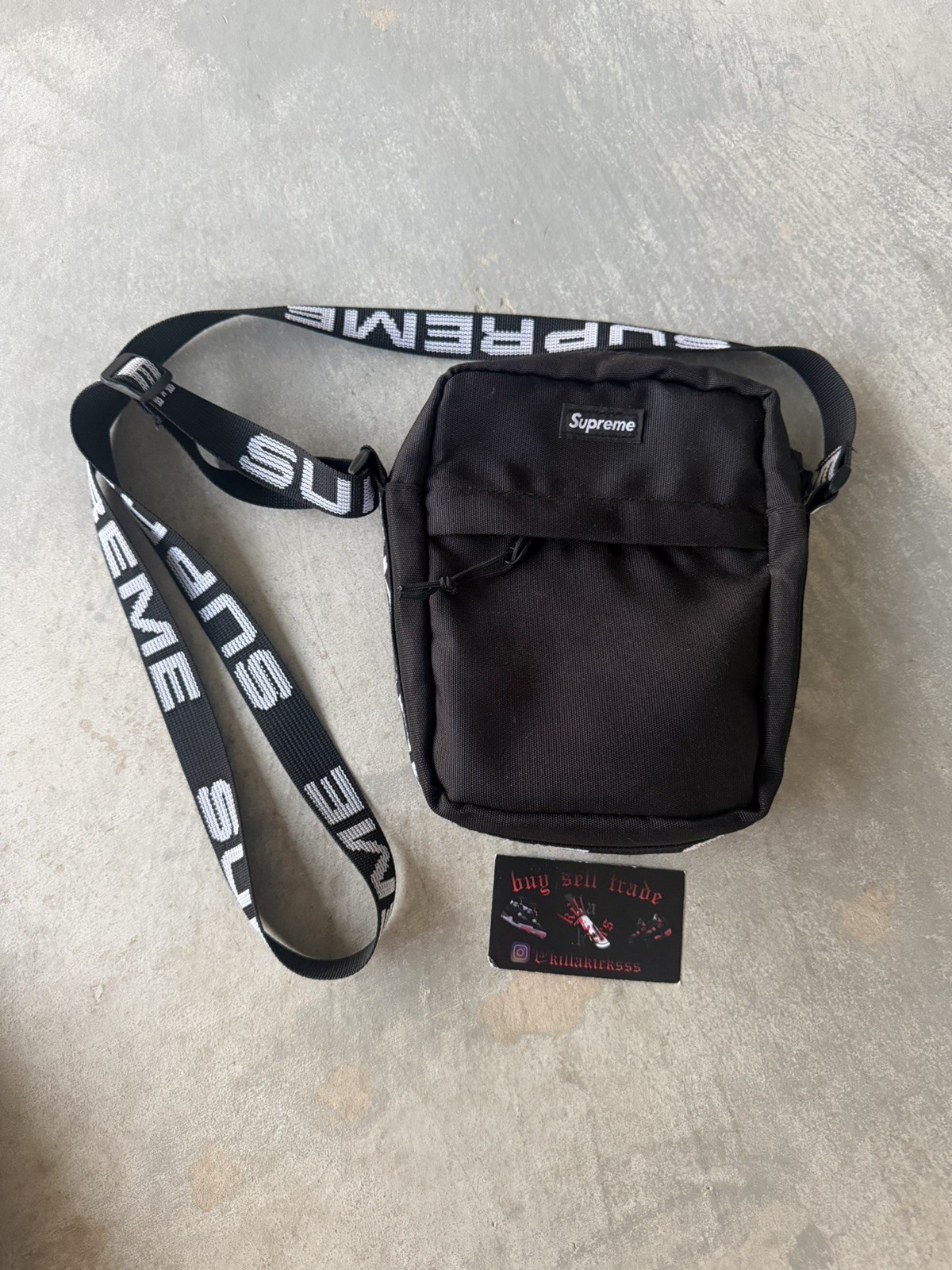 Supreme SS18 Black Nylon Adjustable Shoulder Bag
