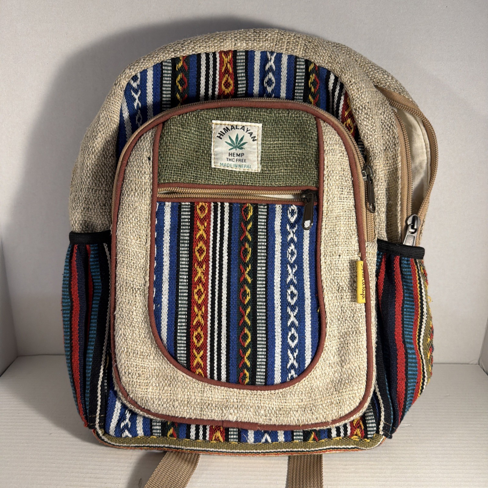 Himalayan Hemp THC Free Multi Color Handmade Made In Nepal Backpack