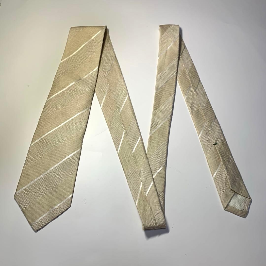 LUIGI BORRELLI Tie White Beige 8cm Width Made in Italy