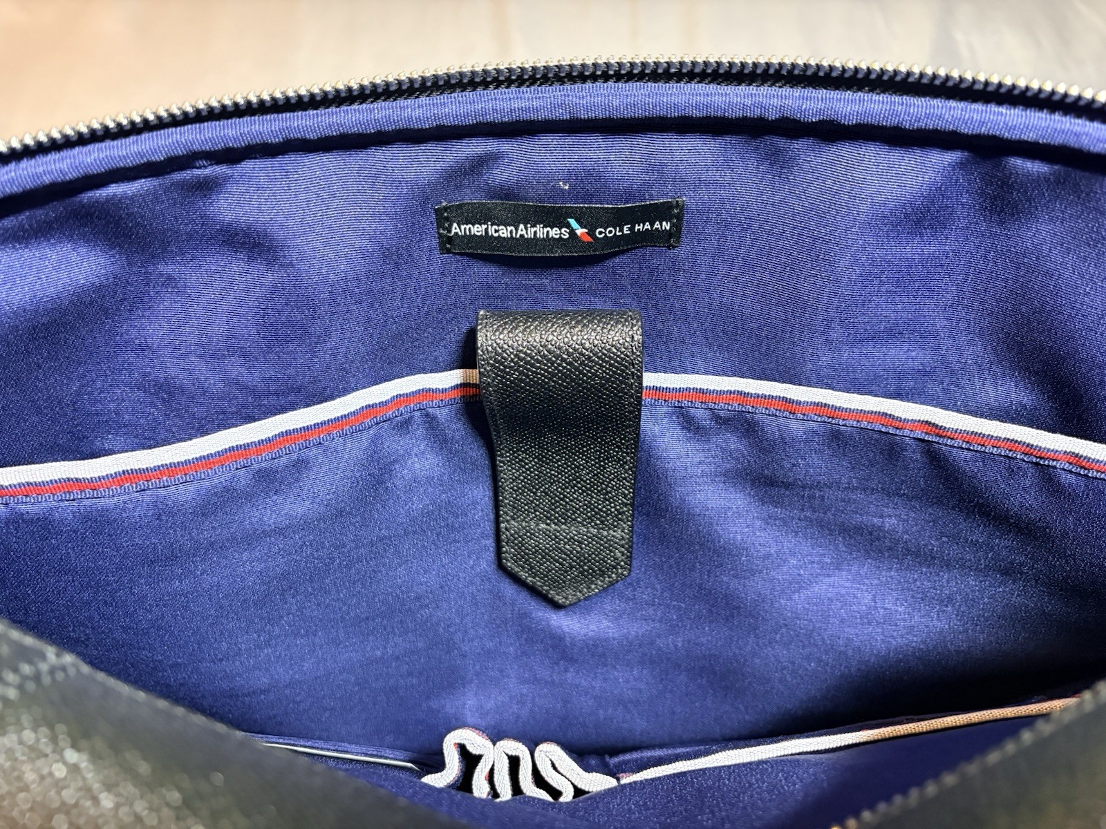 COLE HAAN American Airlines Briefcase Carry On Laptop Bag Pebbled Leather Black