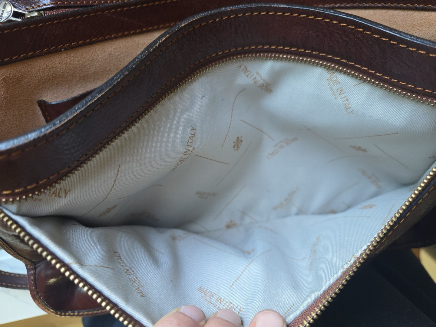 Prodotto Artigianale Vera Pelle Brown Leather Shoulder Messenger Bag Made Italy