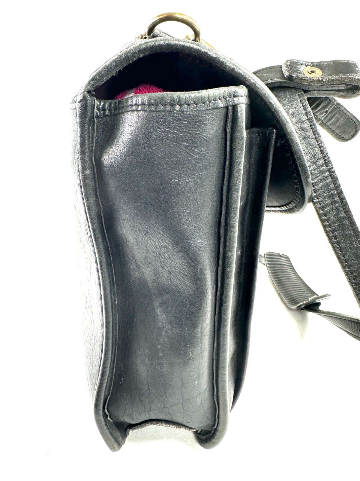 Jack Georges Vintage Turn Lock Flap Black Leather Messenger Bag Briefcase USA