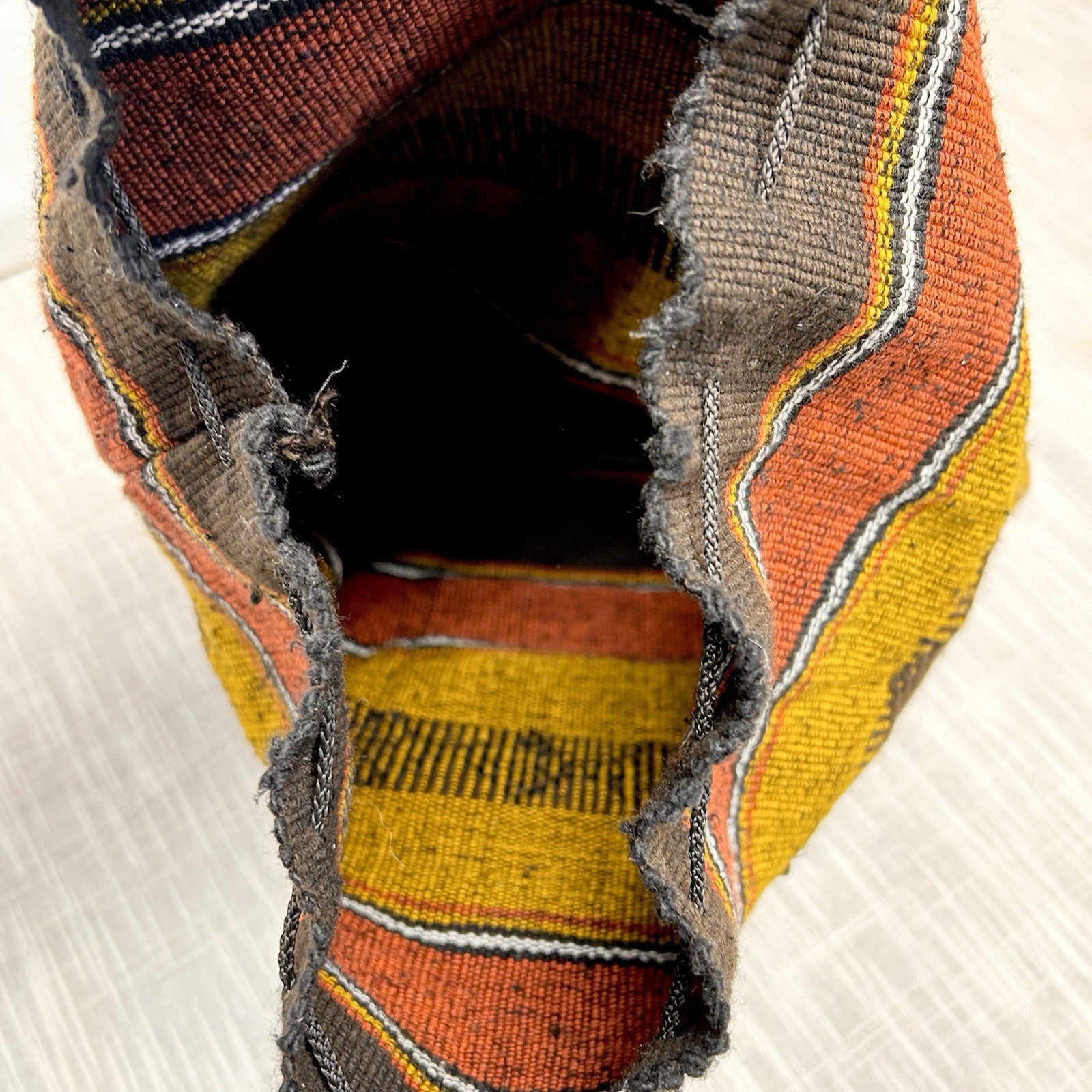 Backpack Made In Mexico Hand Woven Boho Bag 16” Yellow Red Black Rasta Pocket