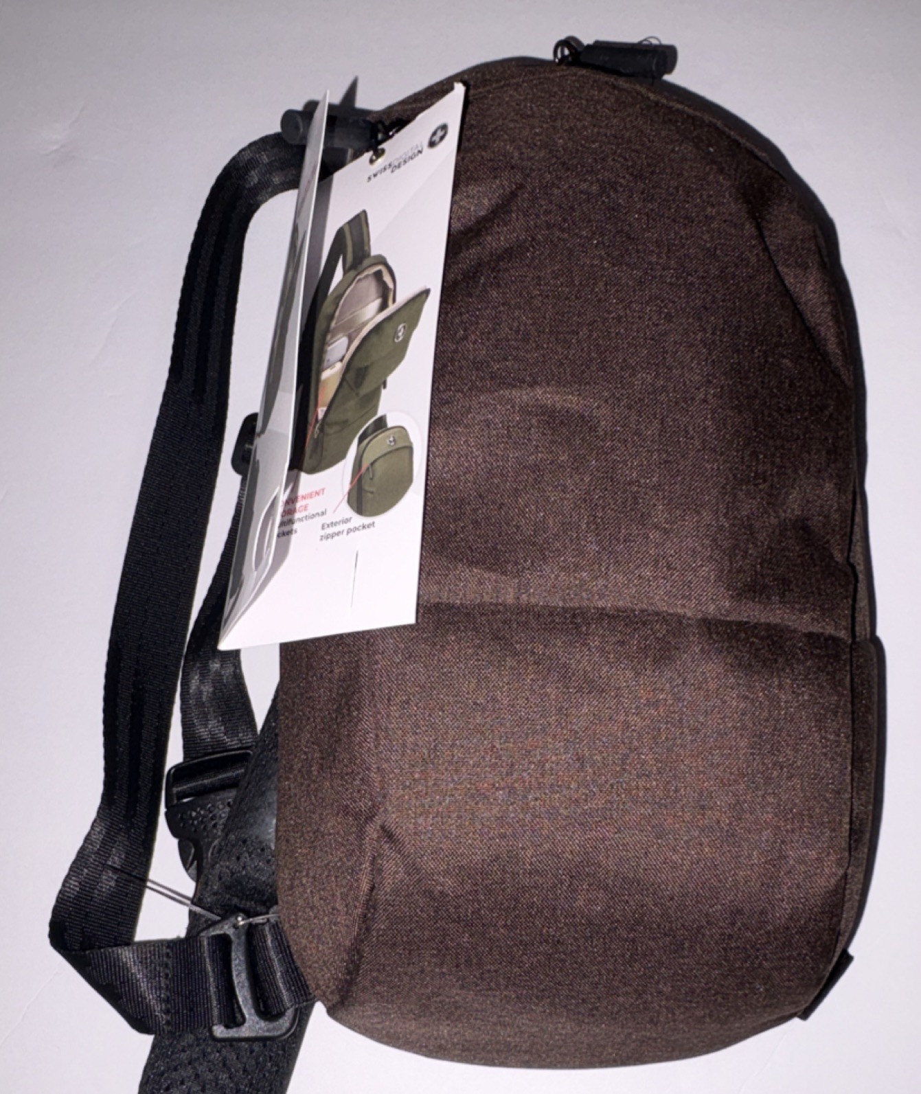 SwissGear Unisex Brown/Black Crossbody Sling Bag Zip Adjustable Strap