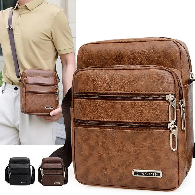 Men’S PU Leather Crossbody Shoulder Bags High Quality Tote Fashion Business Man