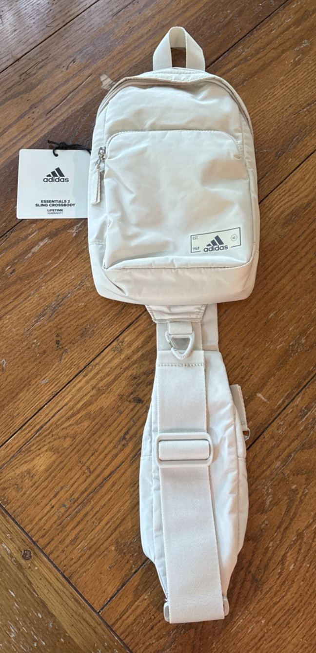NWT New Adidas Essentials 2 Sling Cream Beige Crossbody Unisex MSRP $45