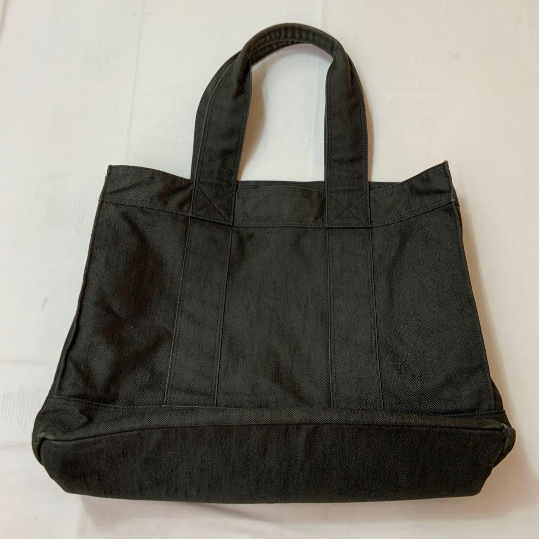 Authentic Yoshida Kaban PORTER Unisex Tote Bag Black Cotton Canvas 16cm Thick 40