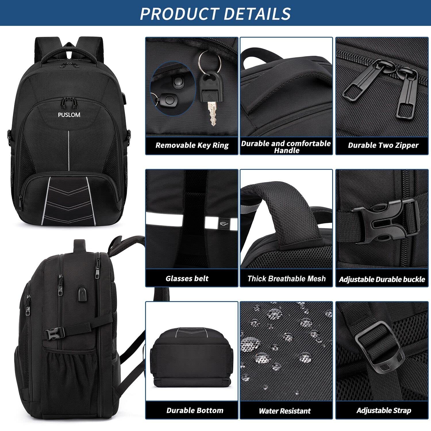 Extra Large Backpack for Men 55L18.4Inch Travel Laptop Backpack with USB Char…