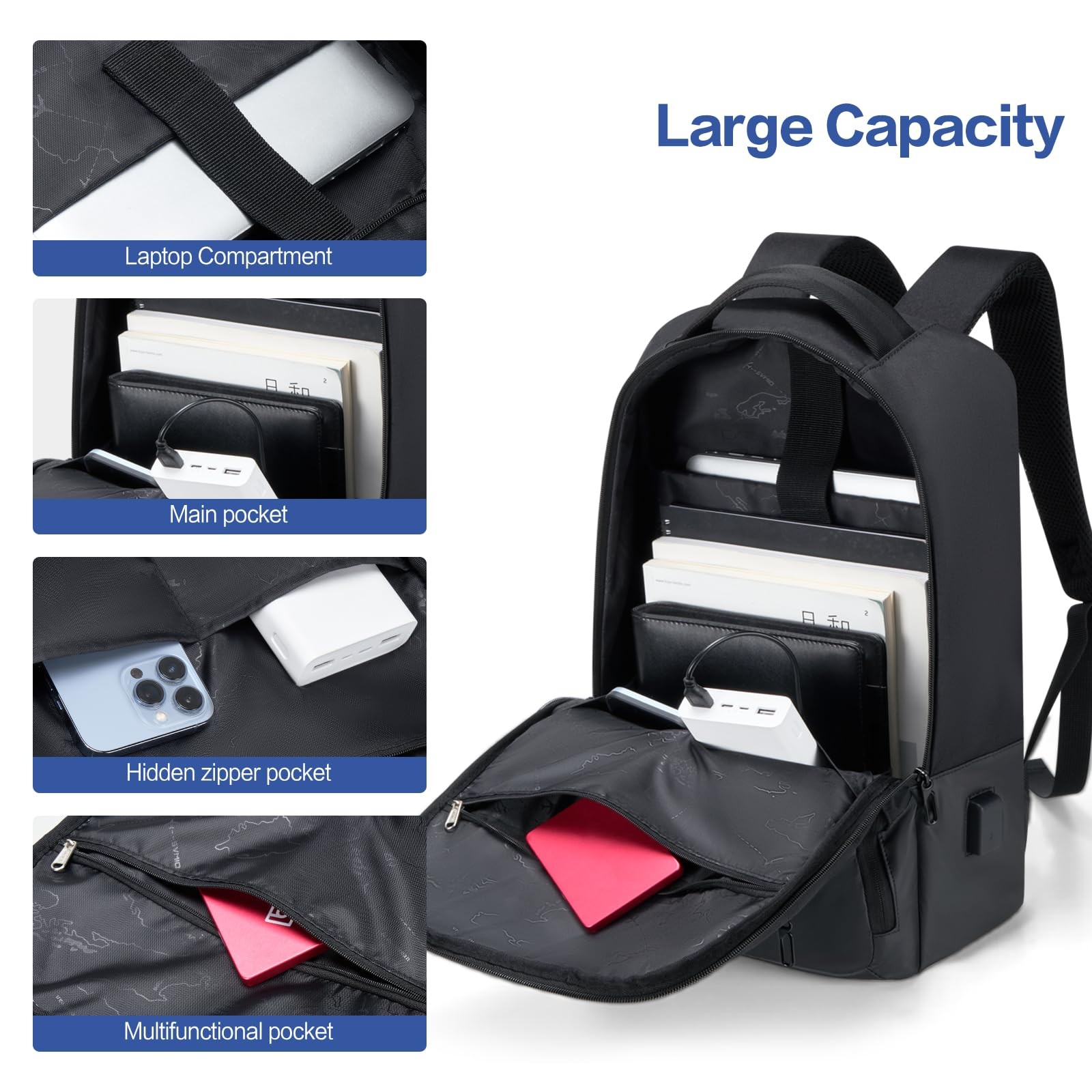 Mens Backpack for Work Waterproof Laptop Backpack Computer Backpack with USB …