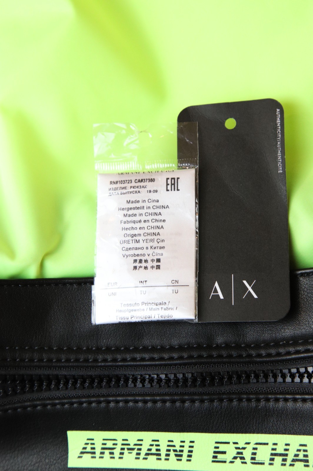 Armani Exchange Backpack Yellow/Black – Original