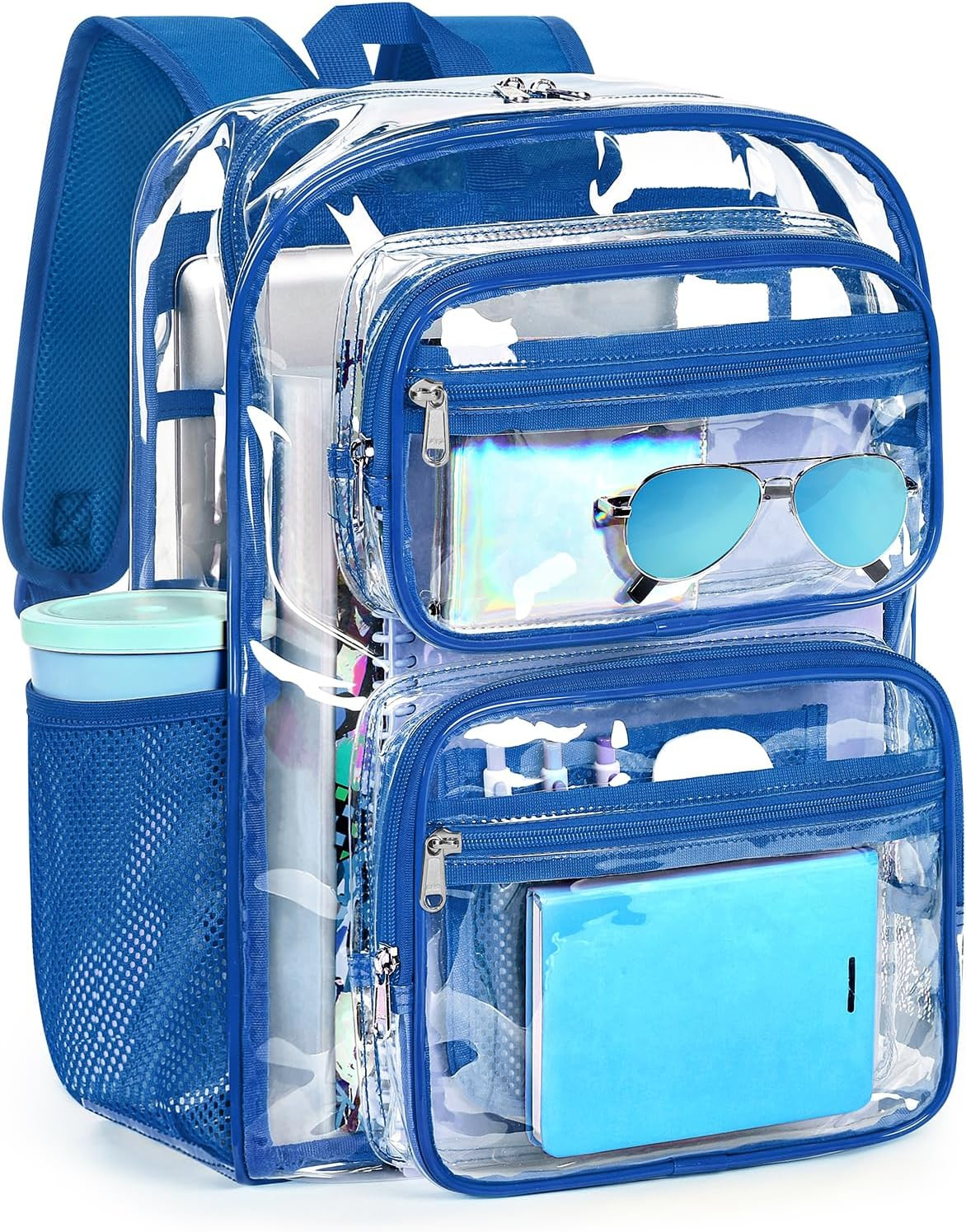 Heavy-Duty Clear Backpack for School and Work, Large Transparent Bag with Reinfo