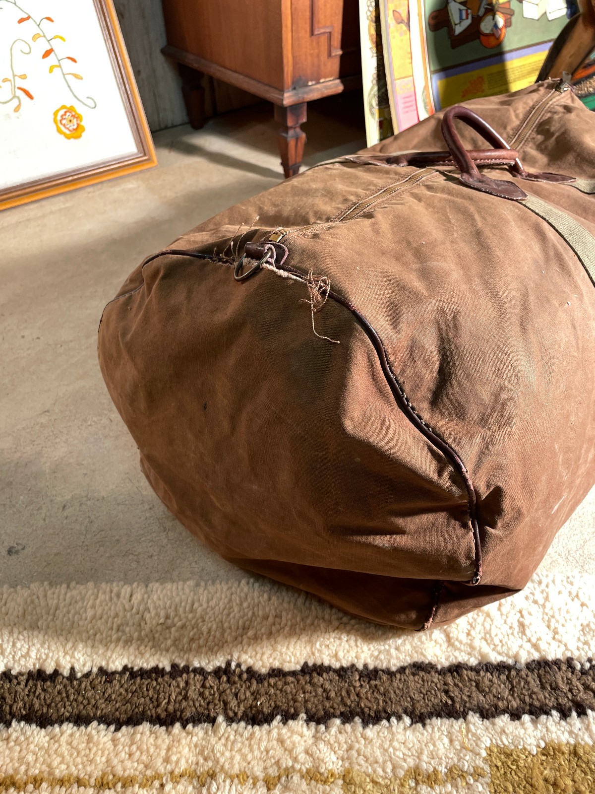 Vintage 60s / 70s Extra Large LL Bean Duffel Weekend Bag 26″ Maine Talon Zip