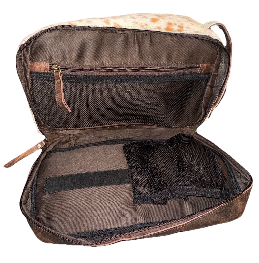 Western Handmade Genuine Cowhide Leather Toiletry Travel Bag