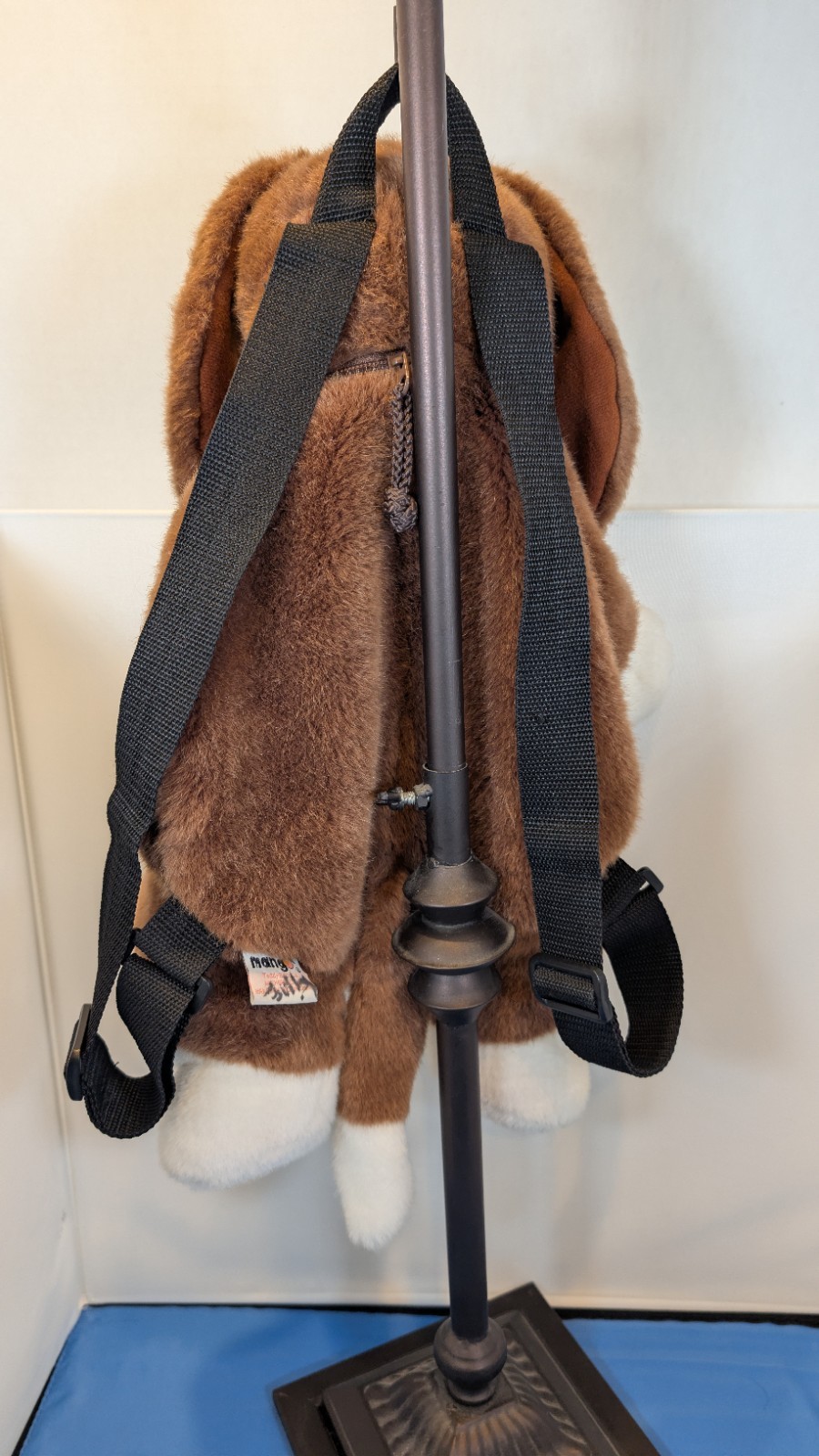 Vtg MANGO Teddy Bear Co Plush Puppy Dog Backpack Brown White Flippy Ears Y2K 90s