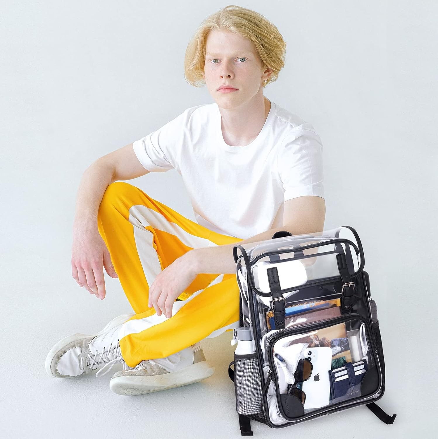 Heavy Duty Clear Backpack Large Transparent Bookbag School Clear Laptop Bag