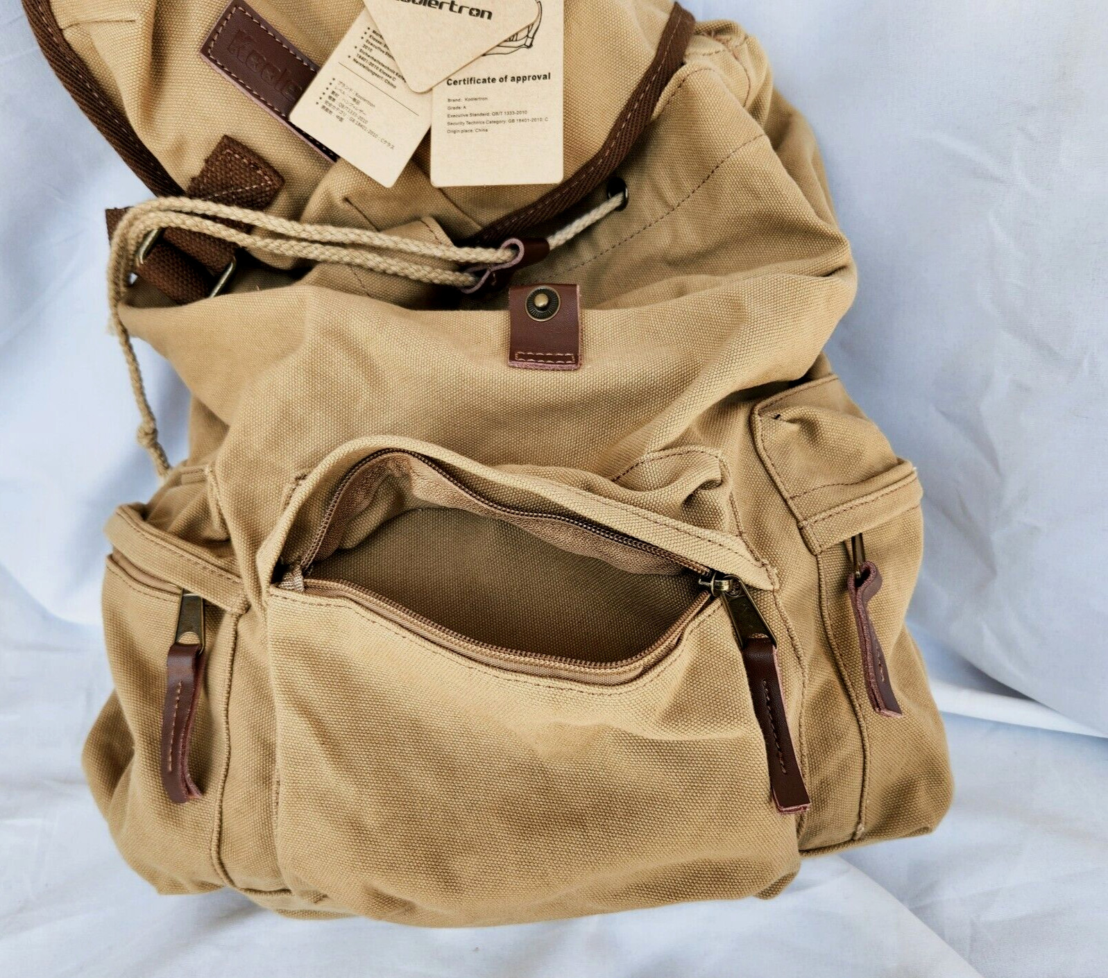 KOOLERTRON Canvas Backpack Camera Bag Guang Tong Brown w/Rain Cover – NWT