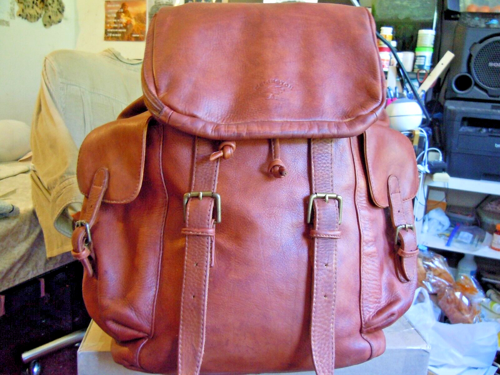 ELLINGTON Vintage Authentic Saddle Brown Leather large Backpack Bag