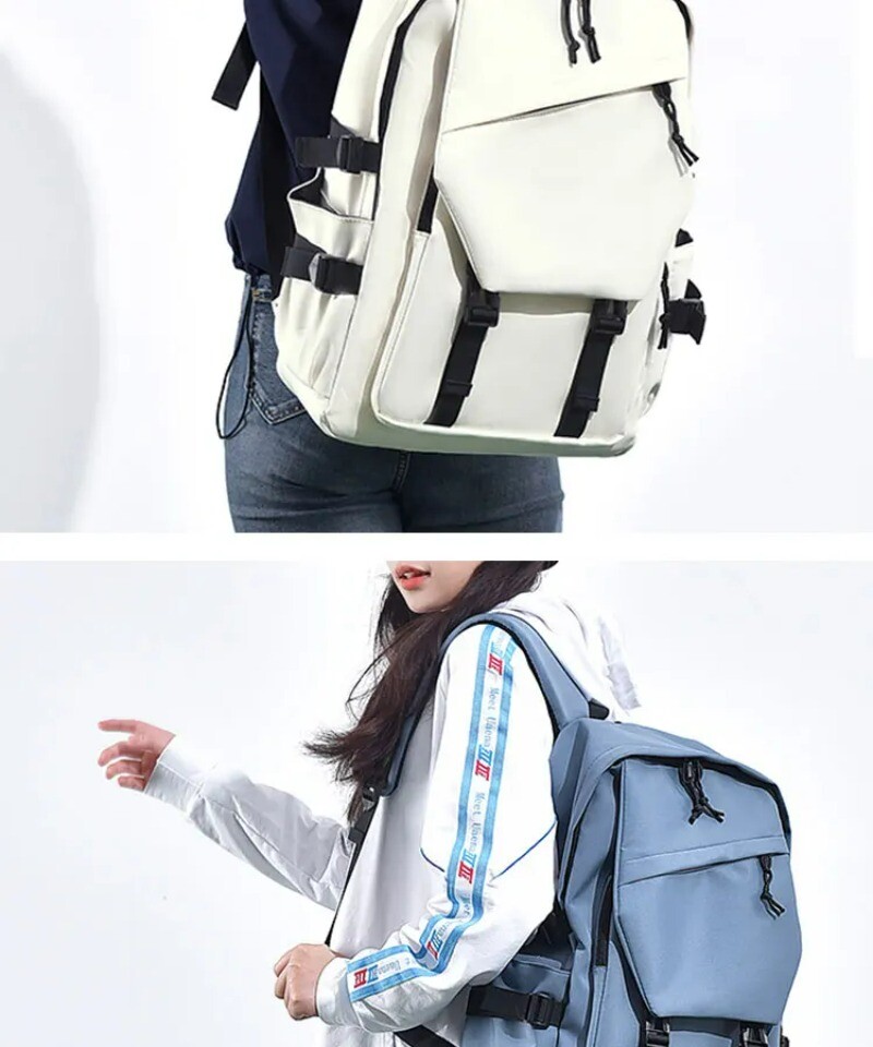 Solid Color Simple Men’s Backpack Fashion Couple Student Computer Backpack