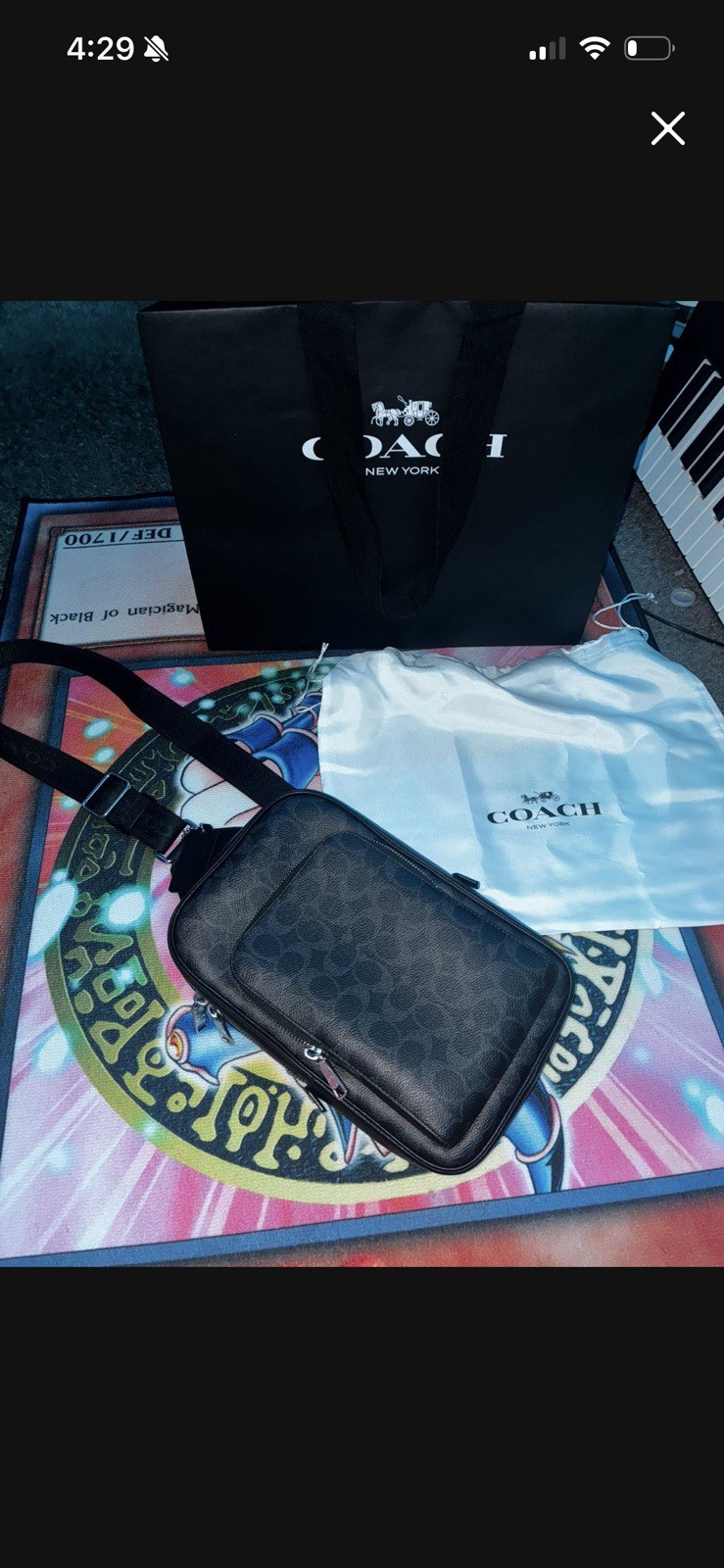 Coach Black Signature Leather Men’s Bag