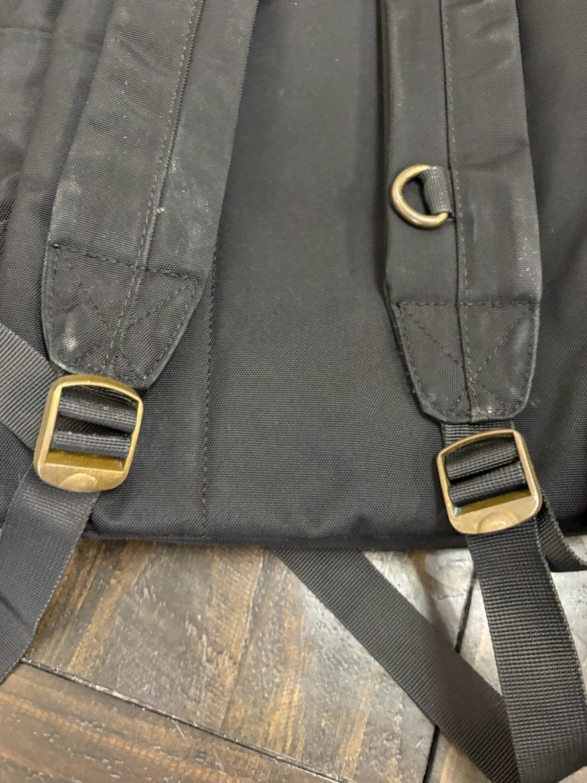 Revelry Water Resistant Black Tan Backpack Zipper needs repair see description