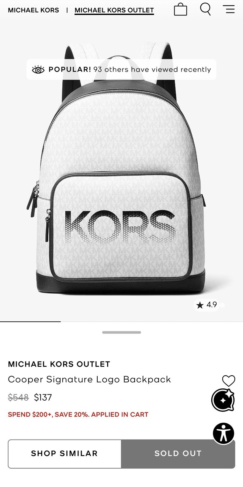 Michael Kors Men’s Cooper Signature Logo Backpack