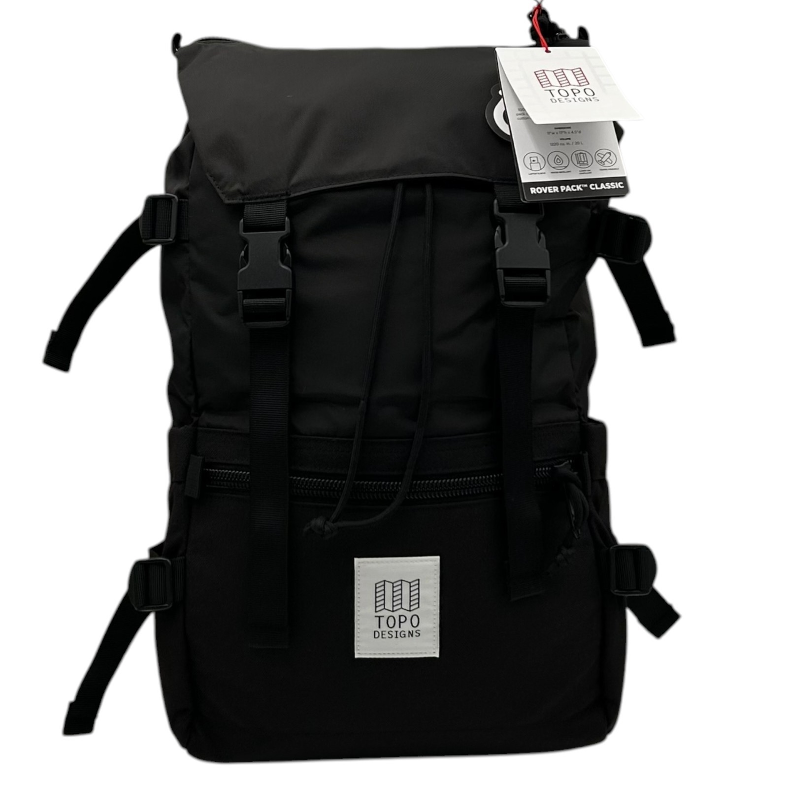 Topo Designs Men’s Rover Pack 20L Backpack Black Fits 15″ Laptop Water-repellent