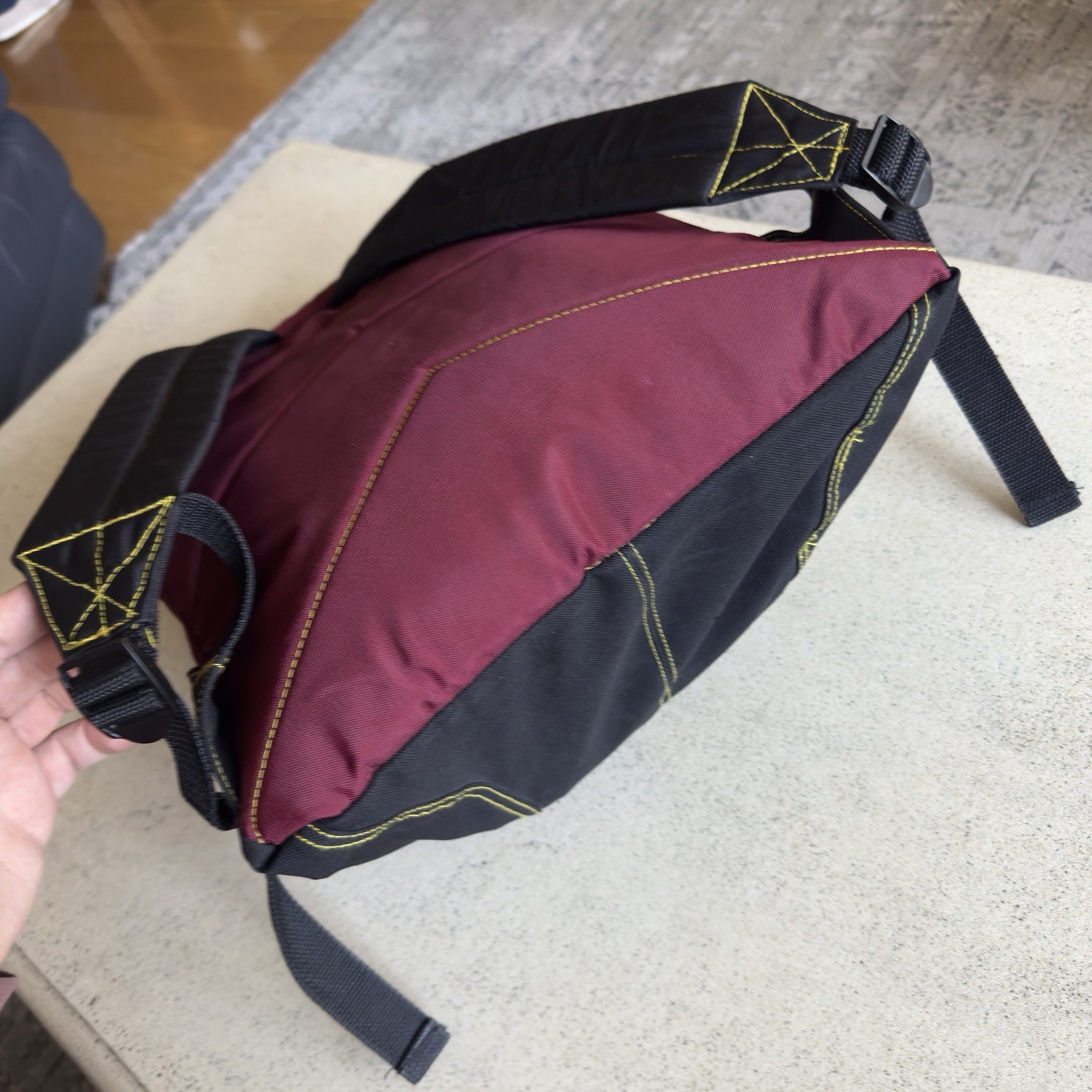Vintage adidas 90s Backpack Burgundy Retro Sports Bag Tape 3 Stripe 18x13x7