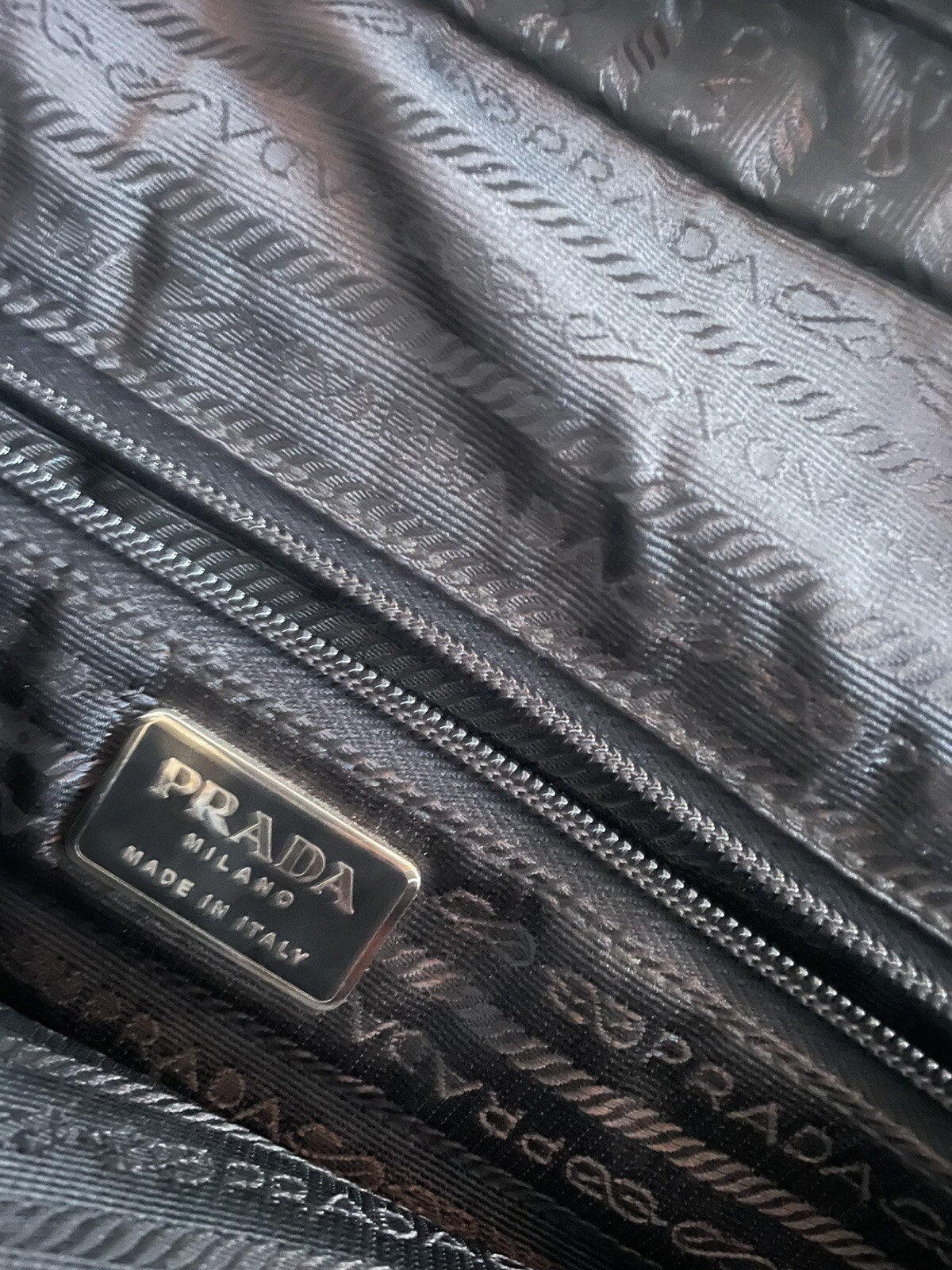 Prada Mens Single Handle Double Logo Clasp Large Briefcase Black Leather Nylon