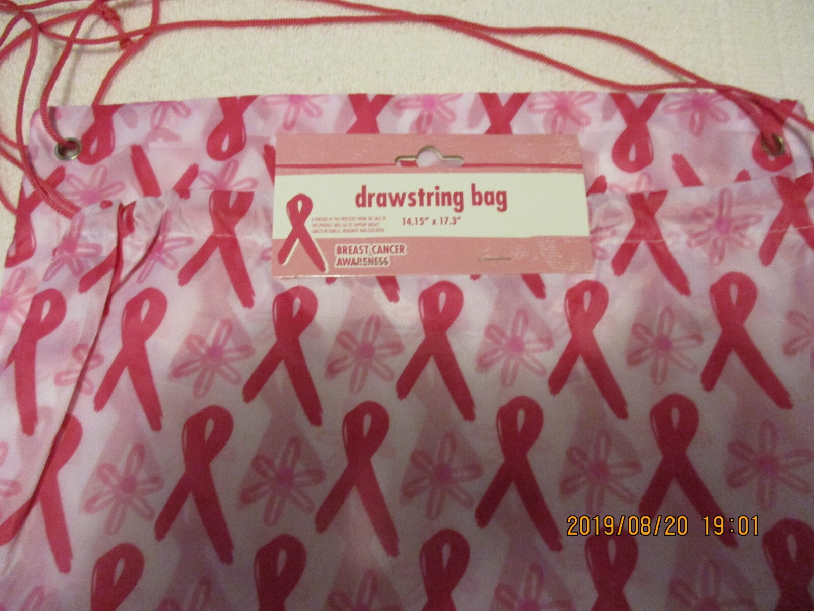Breast Cancer Awareness Drawstring Bag