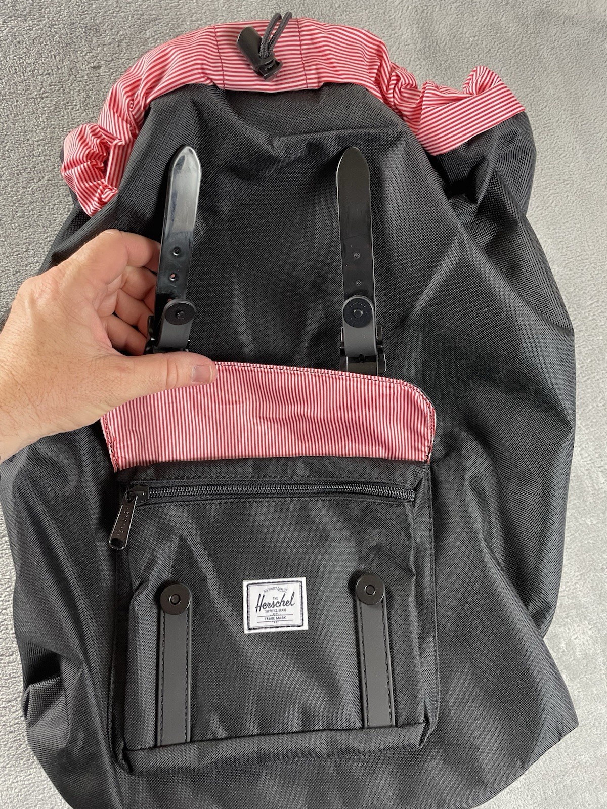 Herschel Supply Co Little America Black Backpack Rucksack B E T Embroidered NWT