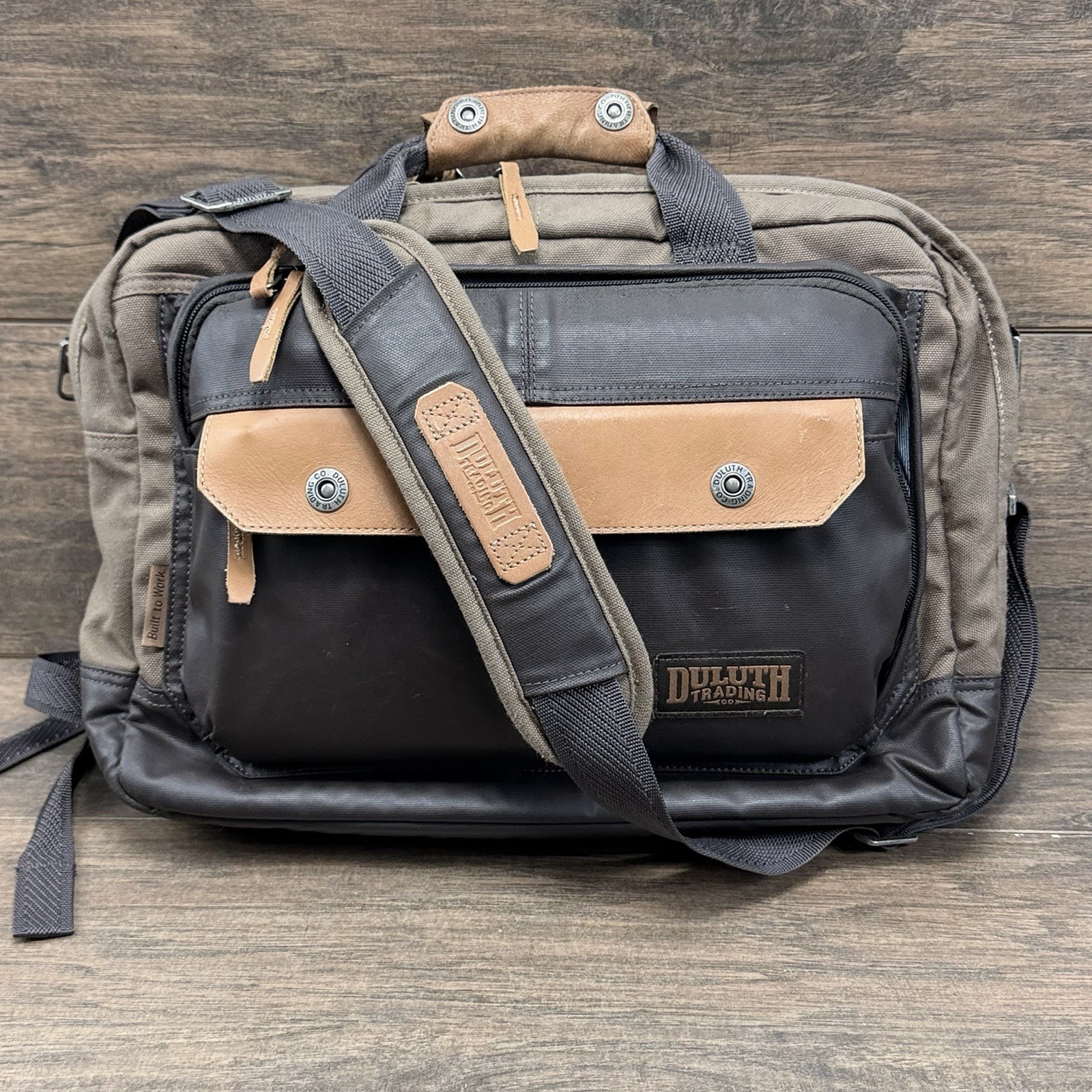 Vintage Duluth Trading Co Brief Fire Hose Canvas /Leather Convertible Laptop Bag