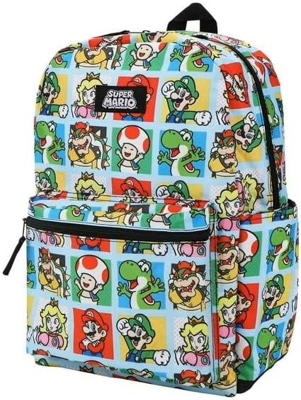Super Mario Backpack 17″ Bag with Padded Laptop Sleeve & Reflective Straps New