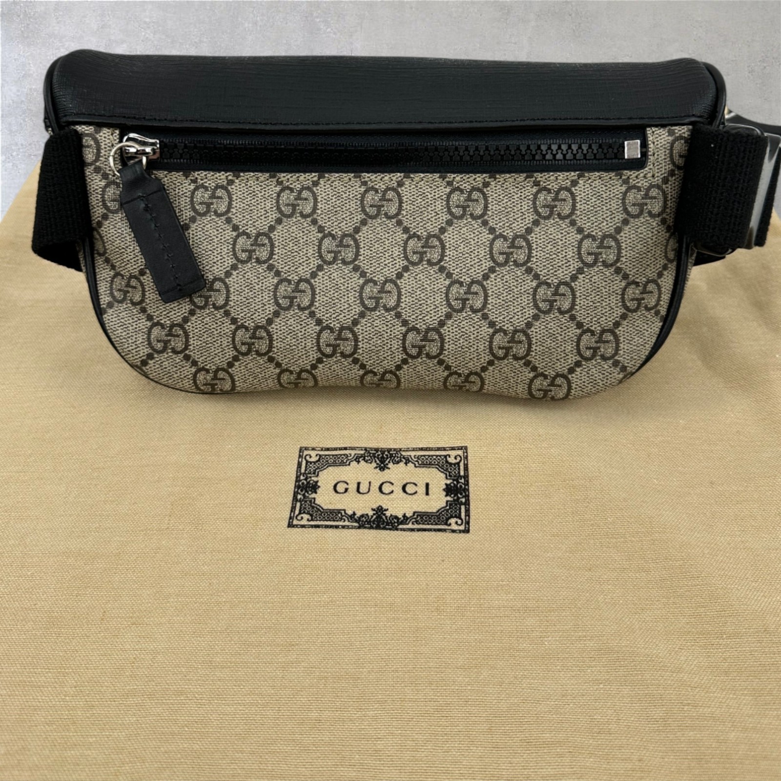 Gucci GG Monogram Logo Eden Canvas Shoulder Crossbody Belt Bag Beige