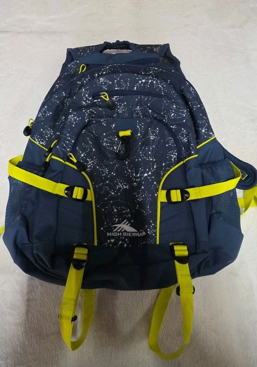 High Sierra Blue Yellow Backpack School Travel Bag Bookbag
