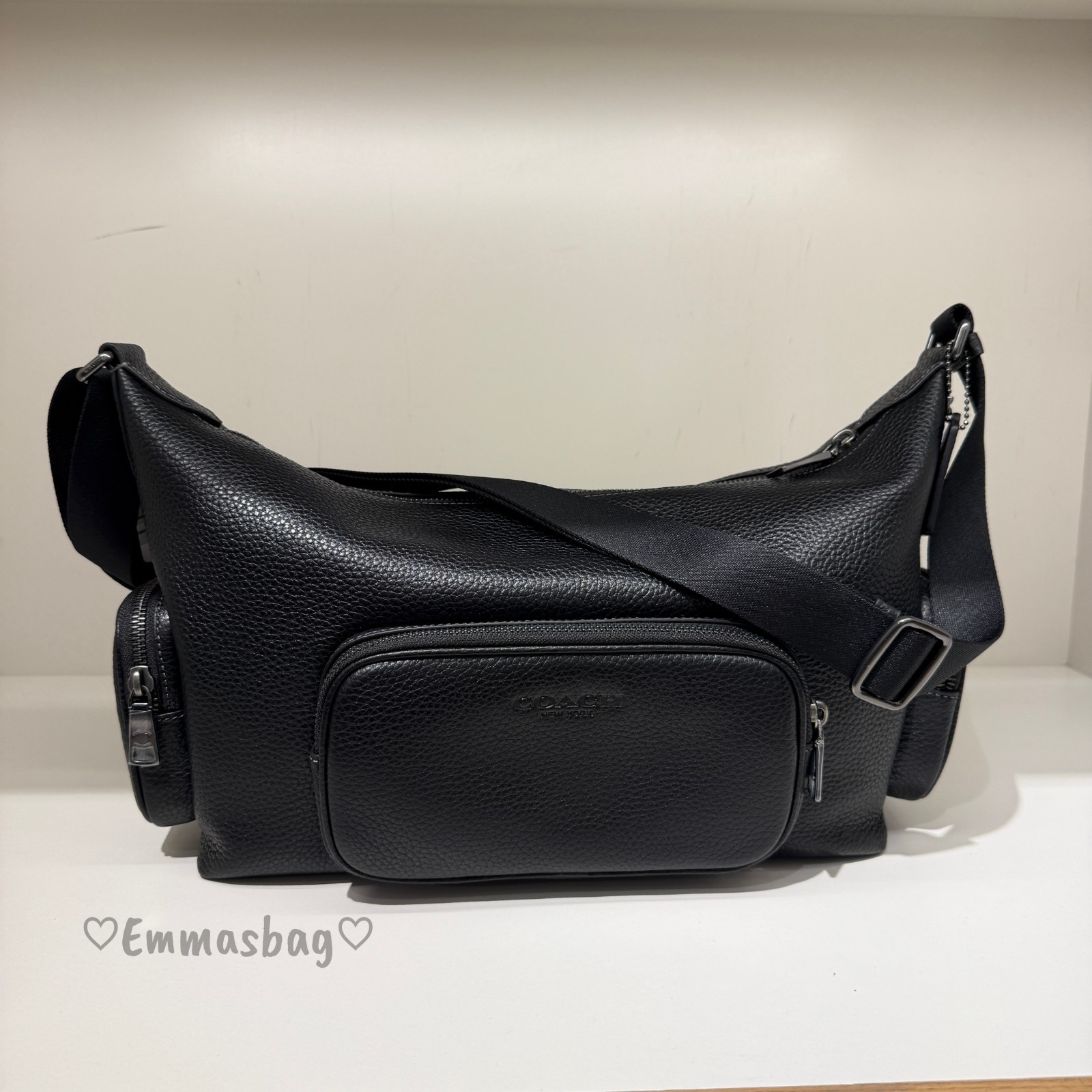 NWT Coach Finn Crossbody Bag With Pockets CCG15 pebbled leather/Gunmetal/Black