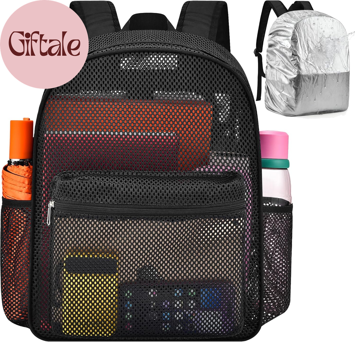 Duty Mesh Backpack with Rain Cover Ventilated Swim & Gym Bag College Mesh Backpa