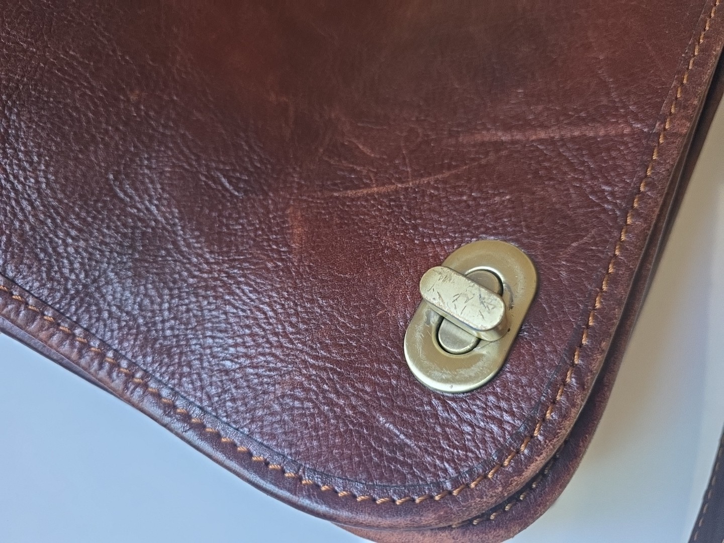 Prodotto Artigianale Vera Pelle Brown Leather Shoulder Messenger Bag Made Italy