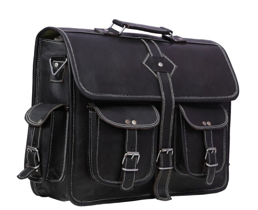 Vintage Real Leather Messenger Shoulder Satchel Laptop Bag Briefcase Men-Women