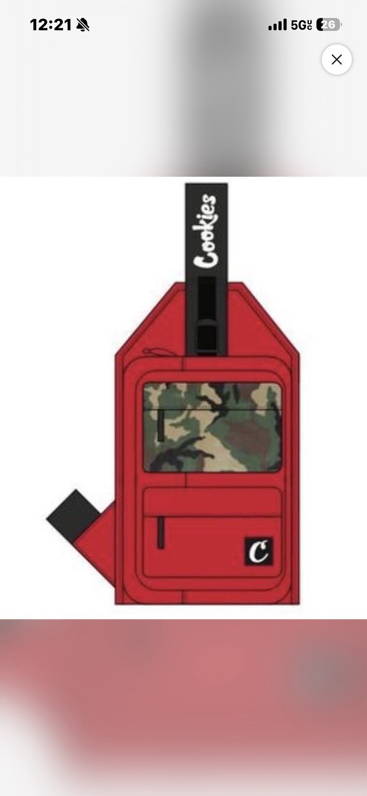 Cookies Sf Red Camouflage Men’s Shoulder Bag Zip Closure Outer Pockets
