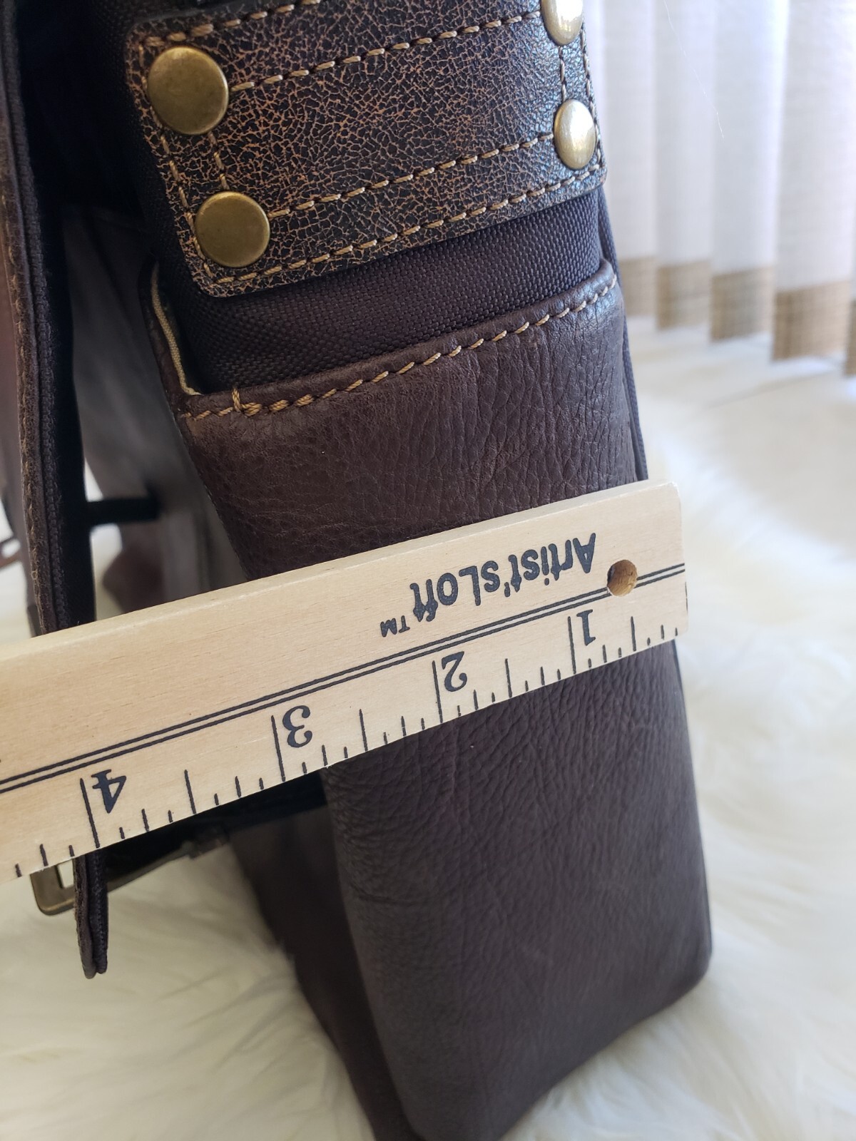 🌺Boconi Brown Leather Garth Slim Mailbag Men Messenger Laptop Crossbody Bag