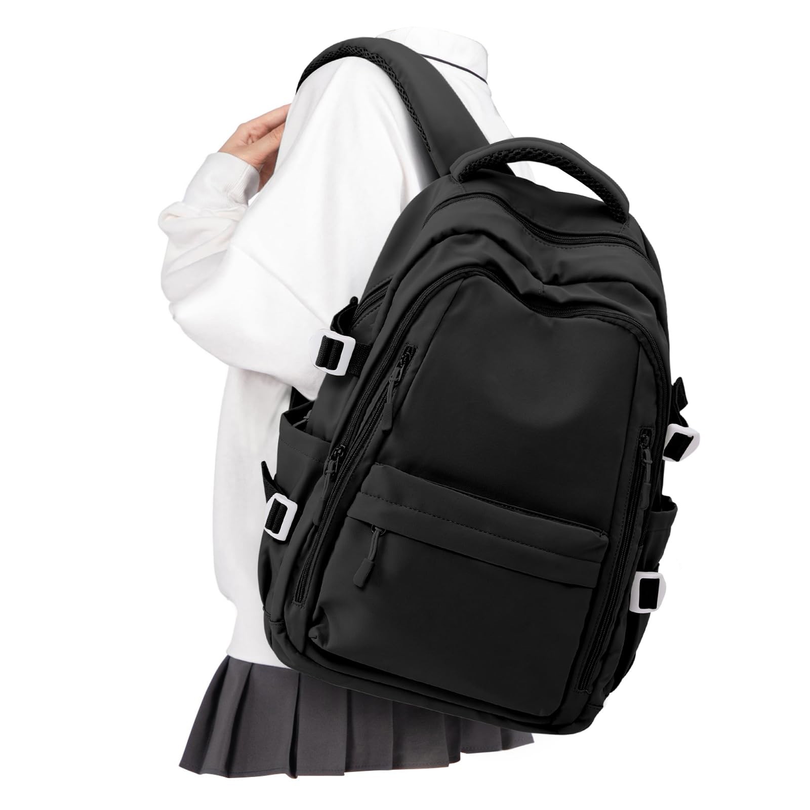 Black Lightweight Laptop Backpack, Large, Travel, Casual Daypack, College, Men