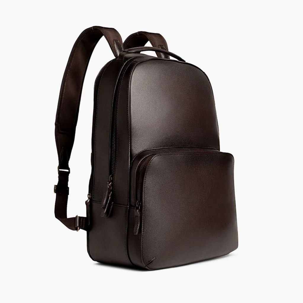 Genuine Leather Backpack Laptop Travel Bag Business School Rucksack Black Brown