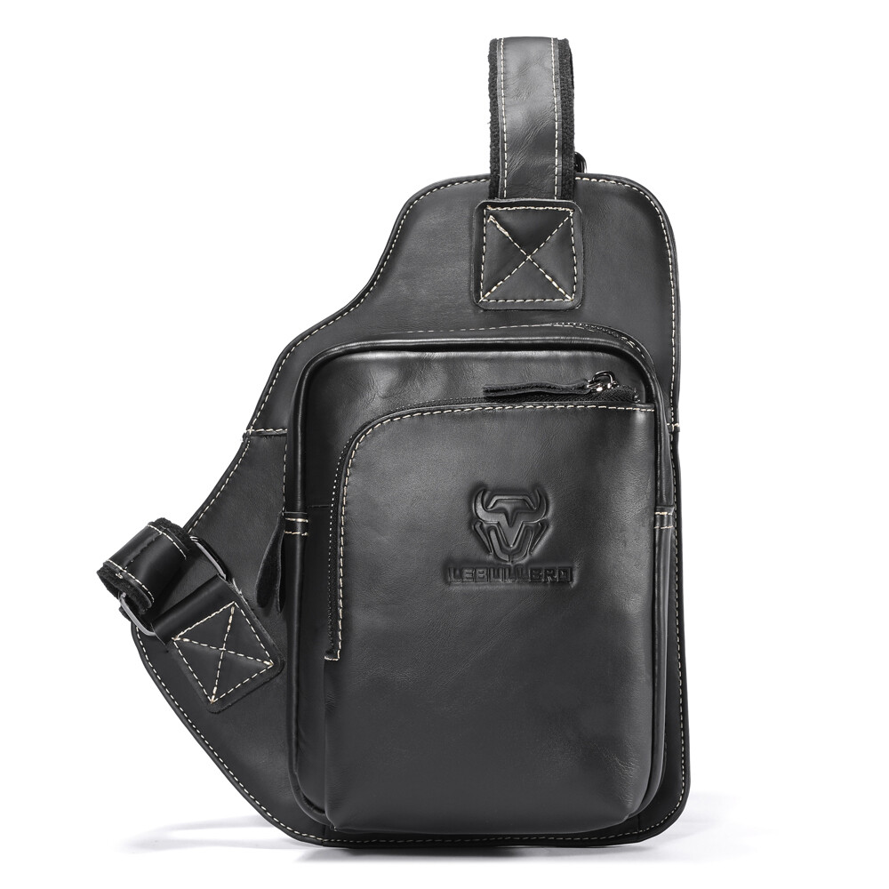 Men’s Chest bag Genuine Leather Sling Backpack Shoulder Bag,Crossbody Bag Travel