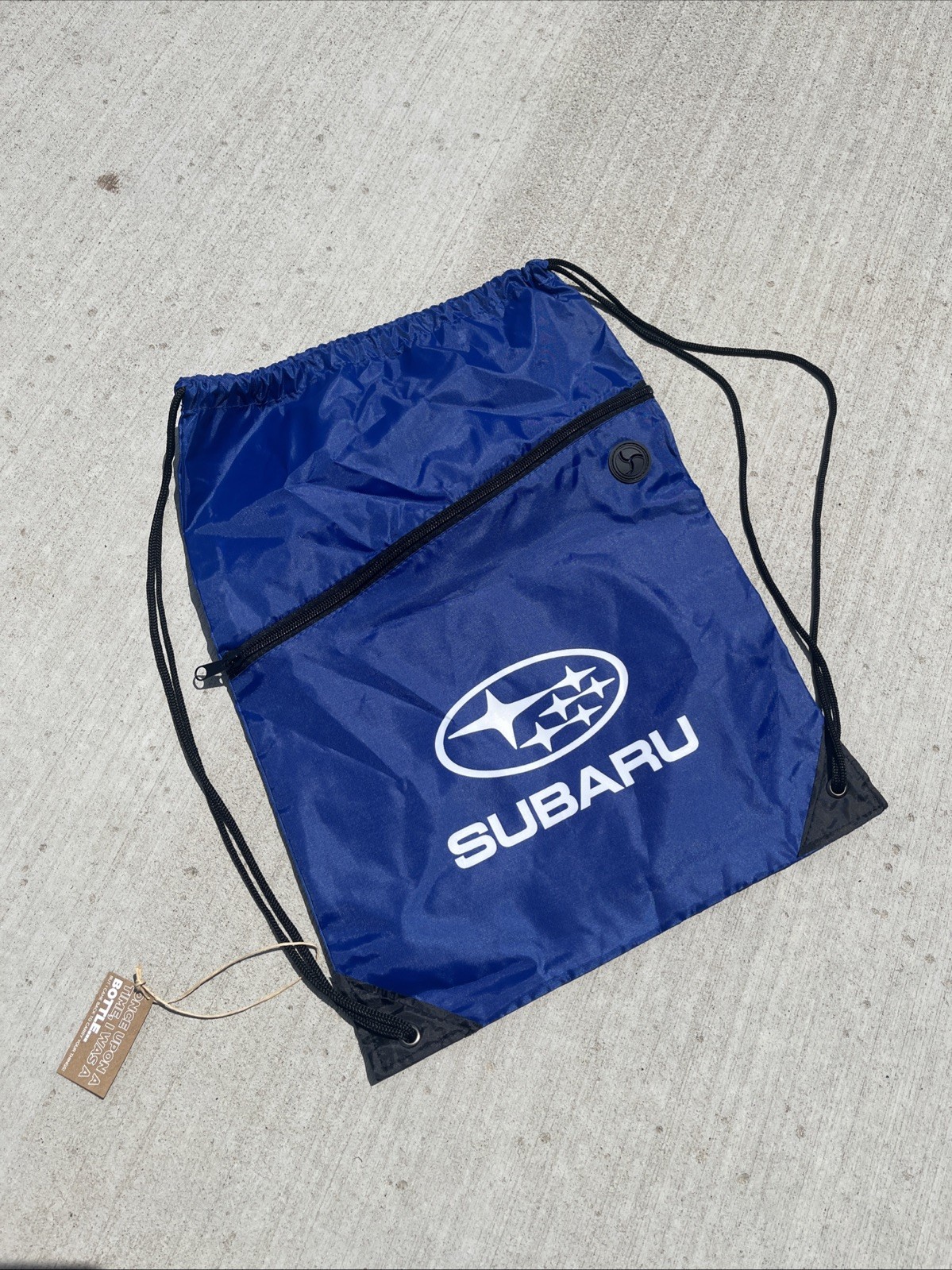 SUBARU Bag Promotional Drawstring Backpack Travel Tote Cinch W/Zip Pouch -Royal