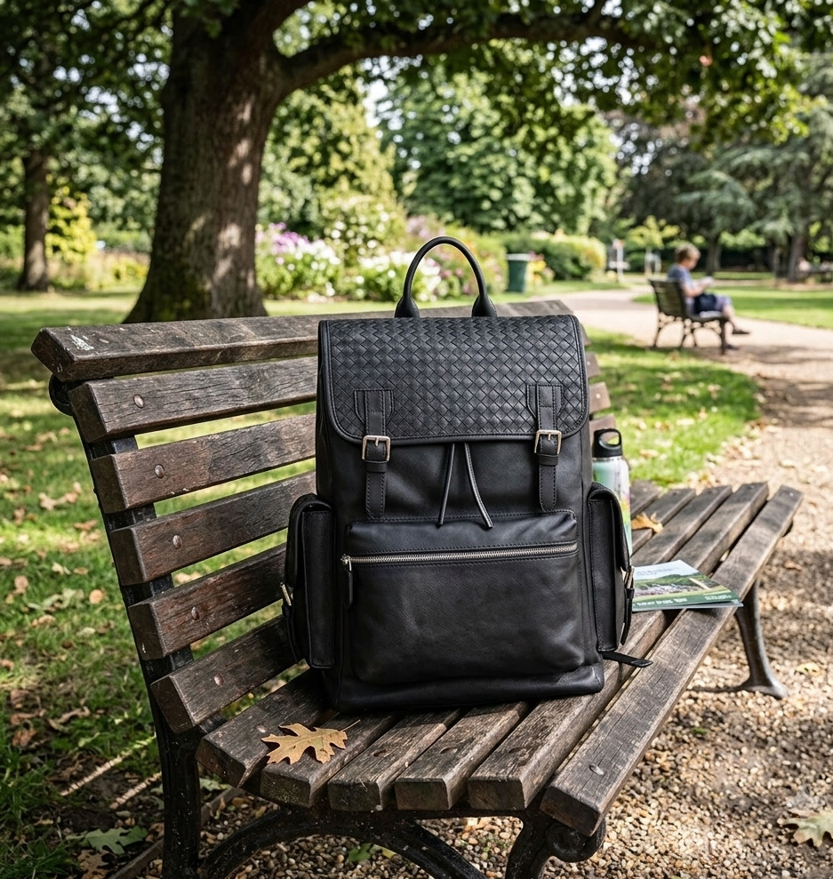 Handmade Woven Leather Backpack Laptop Bag Travel Work Rucksack Men Women