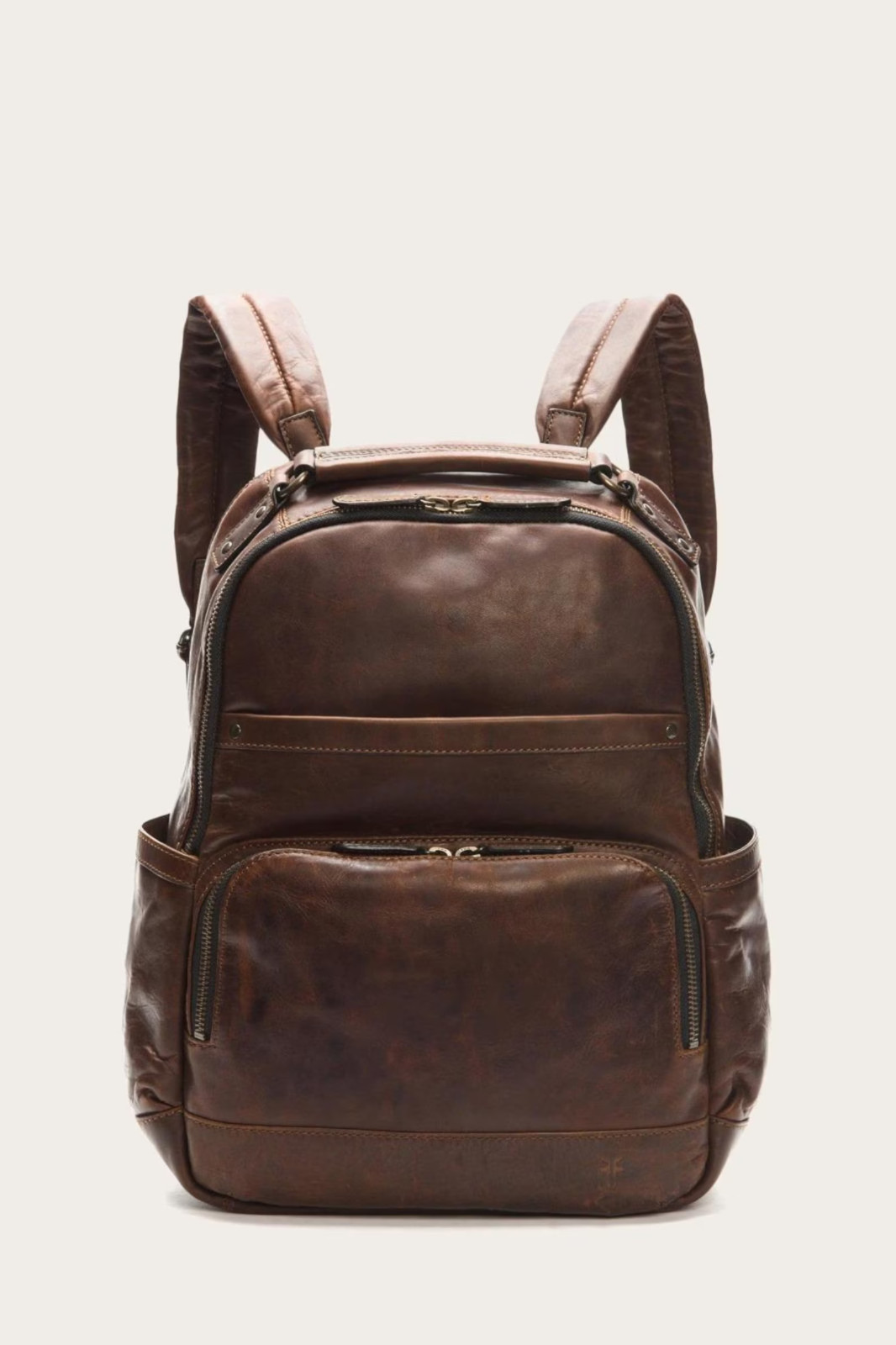 FRYE Leather Backpack -Logan Model Frye Mens Logan Backpack Bag Cognac One Size