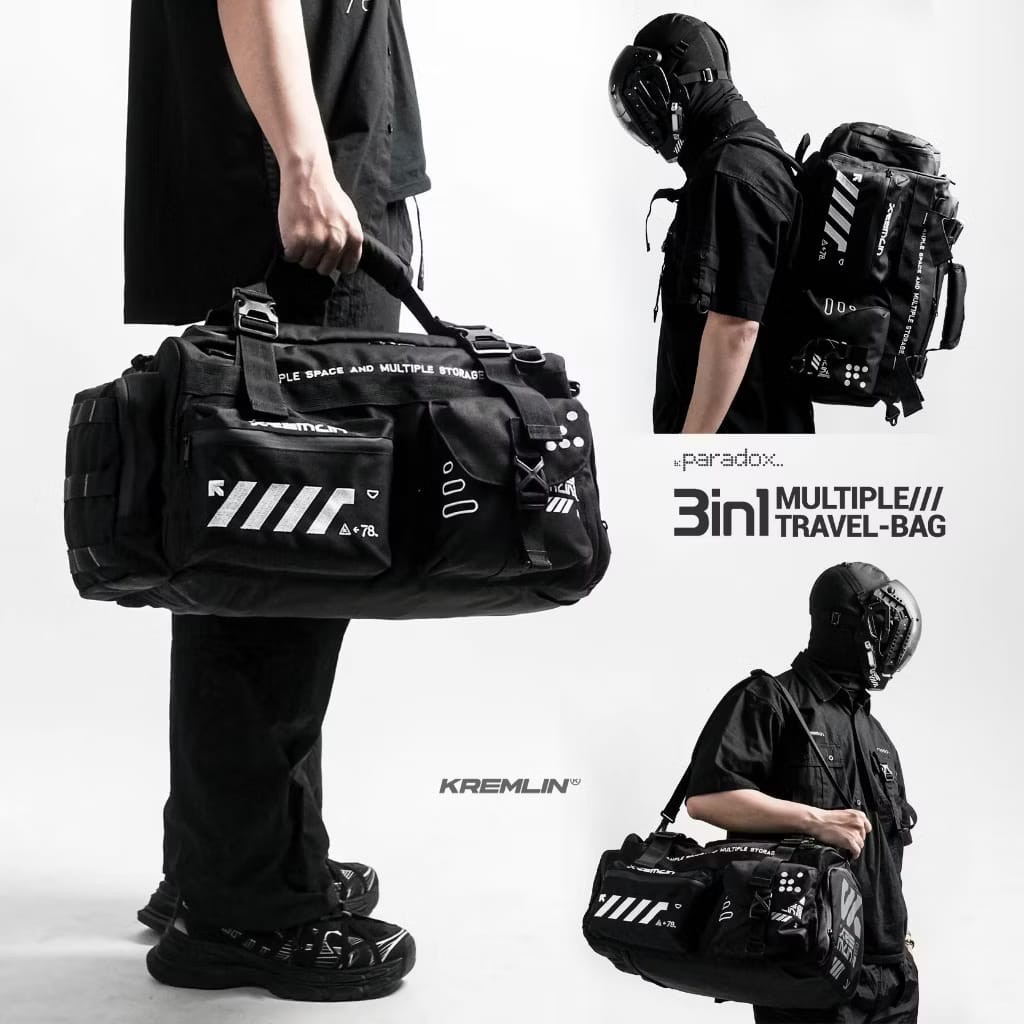 Kremlin Paradox 3 in 1 Backpack Duffle Travel Bag Futuristic Fullzip Crossbody
