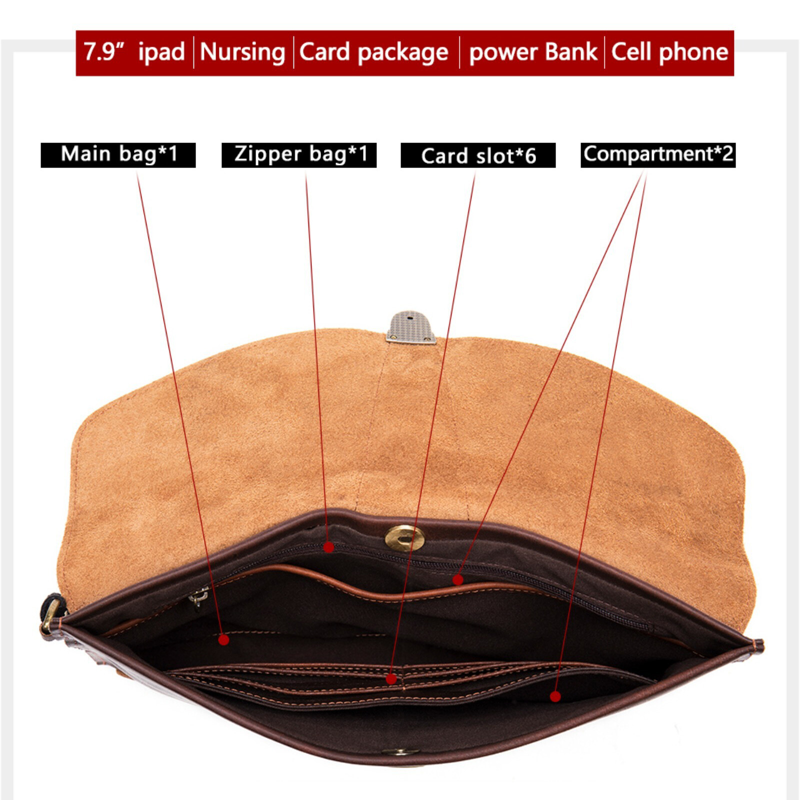 Men’s Leather Clutch Bag with Wrist Strap Business Travel Pouch Workwear Bags Sz