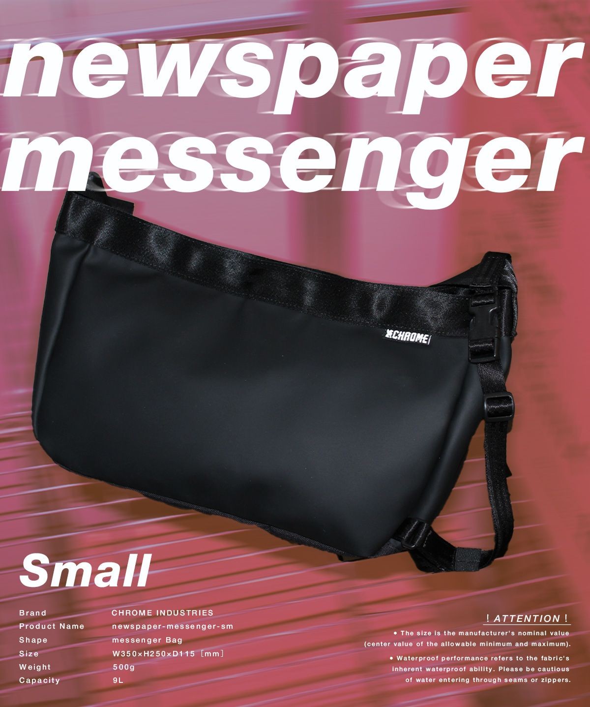 Chrome Industries Newspaper Messenger Bag 9L Waterproof Black